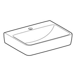 Geberit Renova Plan Handwaschbecken, asymmetrischem Überlauf, 50x16,5x38cm, Hahnloch... GEBERIT-501629008 4025410858351 (Abb. 1)