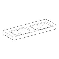 Geberit Renova Plan Doppelwaschtisch, Breite 130cm, Tiefe 48cm, ohne Hahnloch, Überl... GEBERIT-501712001 4025410868596 (Abb. 1)