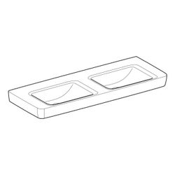 Geberit Renova Plan Doppelwaschtisch, Breite 130cm, Tiefe 48cm, ohne Hahnloch, ohne ... GEBERIT-501713001 4025410868718 (Abb. 1)