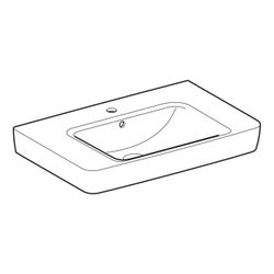 Geberit Renova Plan Aufsatzwaschtisch, Ablagefläche beidseitig, B 75cm T 48cm Hahnlo... GEBERIT-501726001 4025410868657 (Abb. 1)