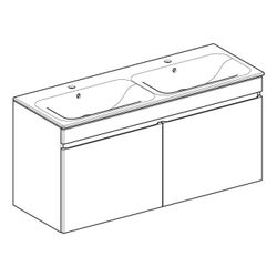 Geberit Renova Plan Set Doppelmöbelwaschtisch zwei Schubladen Korpus und Front Nussb... GEBERIT-501918008 4025410929983 (Abb. 1)