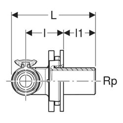 Geberit FlowFit T-Wanddurchführung 90 Grad d 16mm, Rp 1/2″... GEBERIT-620812001 4025410705815 (Abb. 1)