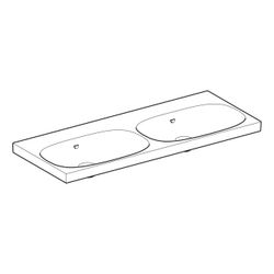 Geberit Acanto Doppelwaschtisch, Breite 120cm, Tiefe 48,2cm, ohne Hahnloch, Überlauf... GEBERIT-500628012 4022009352900 (Abb. 1)