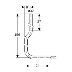 Geberit Spülbogenset 90 Grad, 156x24cm, gekröpft Außendurchmesser 32mm, Alpinweiß... GEBERIT-119504111 4025416008323 (Abb. 1)