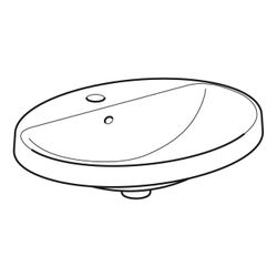 Geberit VariForm Einbauwaschtisch, oval, mit Hahnlochbank, B 60cm, Tiefe 48cm, Hahnl... GEBERIT-500725012 4025416839033 (Abb. 1)