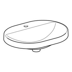 Geberit VariForm Einbauwaschtisch, elliptisch mit Hahnlochbank, Breite 60cm, Tiefe 4... GEBERIT-500735002 4025416302483 (Abb. 1)