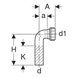 Geberit Anschlussbogen 90 Grad Außendurchmesser 56mm, Quetschverschraubung... GEBERIT-152227161 4025416018223 (Abb. 1)
