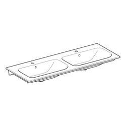 Geberit Renova Plan Doppelmöbelwaschtisch, Breite 130cm, Tiefe 48cm, Hahnloch mittig... GEBERIT-122230600 4022009368970 (Abb. 1)