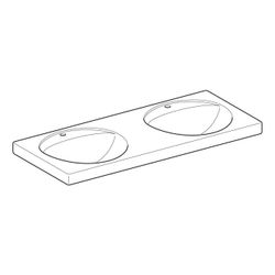Geberit Preciosa Doppelwaschtisch, 130x55mm, Hahnloch mittig, ohne Überlauf, Weiß, K... GEBERIT-133230600 4022009232226 (Abb. 1)