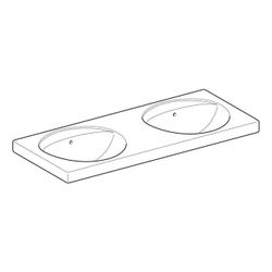 Geberit Preciosa Doppelwaschtisch, Breite 130cm, Tiefe 55cm, ohne Hahnloch, Überlauf... GEBERIT-133220000 4022009010442 (Abb. 1)