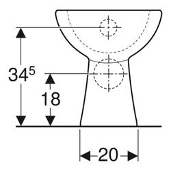 Geberit Renova Stand-WC Tiefspüler, Abgang horizontal Tiefe 46cm, Weiß... GEBERIT-211000000 4022009021493 (Abb. 1)
