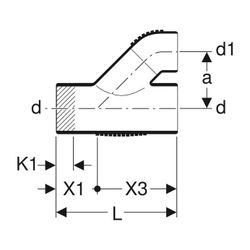 Geberit Silent db20 Parallelabzweig 45 Grad d 90mm, d1 90mm... GEBERIT-308081141 4025416084617 (Abb. 1)
