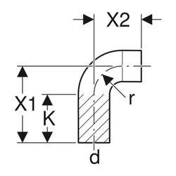 Geberit PE Bogen mit langem Schenkel 88,5 Grad, Außendurchmesser 56mm... GEBERIT-363051161 4025416152781 (Abb. 1)