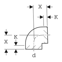 Geberit PE Bogen 88,5 Grad, Außendurchmesser 160mm... GEBERIT-369088161 4025416034414 (Abb. 1)