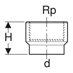 Geberit PE Übergang mit Innengewinde, d 50mm, Rp 1 1/2"... GEBERIT-361723161 4025416022848 (Abb. 1)