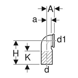 Geberit PE Anschlussbogen 90 Grad für Wand-WC, mit Erweiterung d 110mm, d1 110mm... GEBERIT-367792161 4025416032359 (Abb. 1)