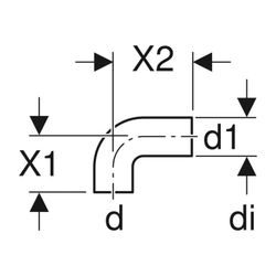 Geberit PE Anschlussbogen 90 Grad für Manschette Außendurchmesser 50mm... GEBERIT-361080161 4025416022428 (Abb. 1)
