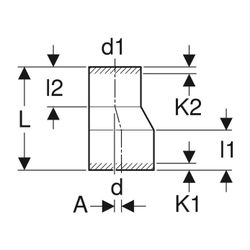 Geberit PE Reduktion exzentrisch, lang, d 315mm, d1 200mm... GEBERIT-372596161 4025416036753 (Abb. 1)