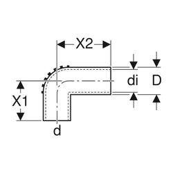 Geberit Silent db20 Anschlussbogen 90 Grad verlängert, d 56mm, di 50mm... GEBERIT-305905141 4025416090052 (Abb. 1)