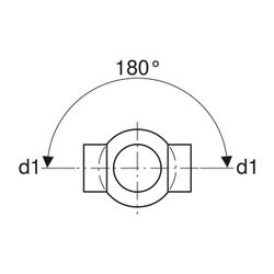 Geberit PE Kugelabzweig 88,5 Grad zweifach, Anschlüsse 180 Grad versetzt d 75mm, d1 ... GEBERIT-365275161 4025416027300 (Abb. 1)