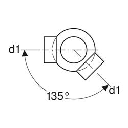 Geberit PE Kugelabzweig 88,5 Grad zweifach, Anschlüsse 135 Grad versetzt d 110mm, d1... GEBERIT-367385161 4025416031383 (Abb. 1)