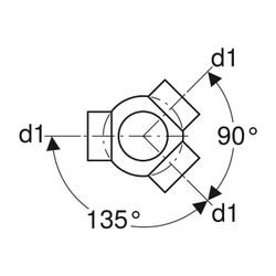 Geberit PE Kugelabzweig 88,5 Grad dreifach, Anschlüsse 135 Grad versetzt d 110mm, d1... GEBERIT-367600161 4025416031840 (Abb. 1)