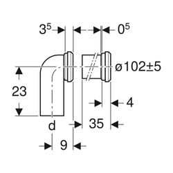Geberit Set Anschlussbogen 90° mit Verlängerung Außendurchmesser 110mm... GEBERIT-152647001 4025416019725 (Abb. 1)
