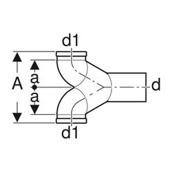 Geberit PE Doppelanschlussbogen 90 Grad gekröpft, für Wand-WC d 110mm, d1 90mm... GEBERIT-367485161 4025416031536 (Abb. 1)