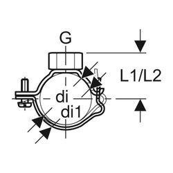 Geberit Rohrschelle mit Gewindemuffe G 1/2", verstellbar di 110mm, di1 118mm... GEBERIT-367841002 4025416032618 (Abb. 1)