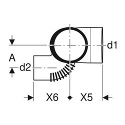 Geberit Silent db20 Schachtbogenabzweig 88,5 Grad rechts d 90mm, d1 90mm, d2 75mm... GEBERIT-308871141 4025416860860 (Abb. 1)