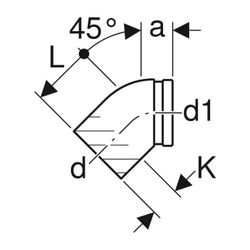 Geberit PE Anschlussbogen 45 Grad mit Anschlusssteckmuffe, für Wand-WC Außendurchmes... GEBERIT-367945161 4025416596073 (Abb. 1)