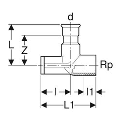 Geberit Mapress Edelstahl Anschlusswinkel 90 Grad abgesetzt LABS-frei, d 15mm, Rp 1/2", ... GEBERIT-83423 4024723834236 (Abb. 1)