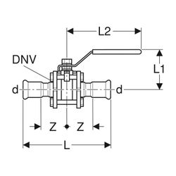 Geberit Mapress Edelstahl Kugelhahn mit Betätigungshebel, geflanscht Außendurchmesser 22... GEBERIT-92102 4024723921028 (Abb. 1)