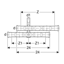 Geberit Mapress C-Stahl Set Anschluss-T-Stück für Rücklauf Außendurchmesser 22mm... GEBERIT-23604 4024723236047 (Abb. 1)