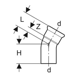Geberit Mapress Edelstahl Bogen mit Einschubende 30 Grad, Außendurchmesser 28mm... GEBERIT-36134 4024723361343 (Abb. 1)