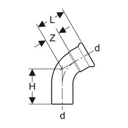 Geberit Mapress Edelstahl Bogen mit Einschubende 60 Grad, Außendurchmesser 22mm... GEBERIT-36173 4024723361732 (Abb. 1)