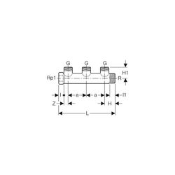 Geberit Verteiler mit Gewindeanschluss, Verteilerabgang für Eurokonus, CW617N, R 1",... GEBERIT-613423001 4025416802785 (Abb. 1)