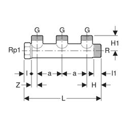 Geberit Verteiler mit Gewindeanschluss, Verteilerabgang für Eurokonus, R 3/4″, G 3/4... GEBERIT-602423001 4025416835776 (Abb. 1)
