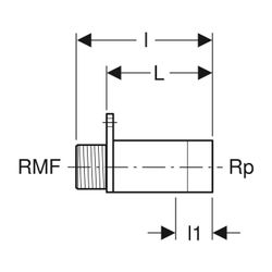 Geberit Anschluss gerade mit Außengewinde MF 1/2", RMF 1/2″, Rp 1/2″, L 6,6cm, Rotgu... GEBERIT-602269001 4025410900586 (Abb. 1)