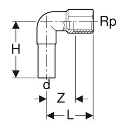 Geberit Mapress Edelstahl Übergangswinkel 90 Grad mit Innengewinde und Einschubende d 15... GEBERIT-33203 4024723332039 (Abb. 1)