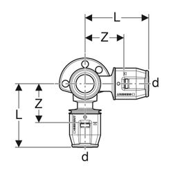 Geberit PushFit Eckanschlusswinkel 90 Grad CW617N, d 20mm, Rp 1/2″, L1 3,6cm... GEBERIT-651295001 4025416957997 (Abb. 1)