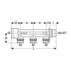 Geberit Verteiler mit Steckanschluss, Verteilerabgang für Schnellkupplung CW617N, da... GEBERIT-653423001 4025416722755 (Abb. 1)
