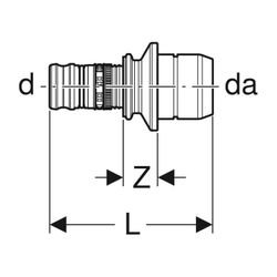 Geberit Mepla Übergang auf Verteiler mit Steckanschluss CW617N, d 26mm, da 28mm... GEBERIT-653443001 4025416722847 (Abb. 1)