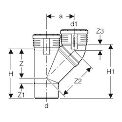 Geberit Silent-PP Parallelabzweig 45 Grad d 110mm, d1 110mm... GEBERIT-390557141 4025416937531 (Abb. 1)