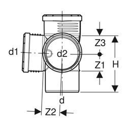 Geberit Silent-PP Eckabzweig 87,5 Grad Außendurchmesser Außendurchmesser 90mm, d1 90... GEBERIT-390459141 4025416937135 (Abb. 1)