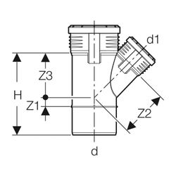 Geberit Silent-PP Abzweig 45 Grad Außendurchmesser Außendurchmesser 75mm, d1 40mm... GEBERIT-390331141 4025416936770 (Abb. 1)