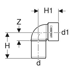Geberit Silent-PP Anschlussbogen 90 Grad Außendurchmesser Außendurchmesser 32mm... GEBERIT-390083141 4025416085546 (Abb. 1)