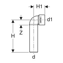 Geberit Silent-PP Anschlussbogen 90 Grad Außendurchmesser lang Außendurchmesser 40mm... GEBERIT-390186141 4025416936190 (Abb. 1)