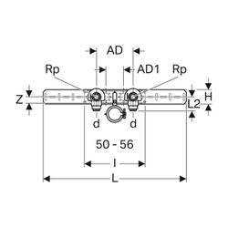 Geberit PushFit Anschlusswinkel 90° vormontiert, zweifach, mit Ablaufrohrschelle und... GEBERIT-651288001 4025416957959 (Abb. 1)