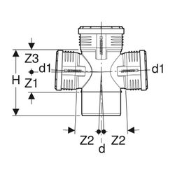 Geberit Silent-PP Abzweig 87,5 Grad zweifach Außendurchmesser 125mm, d1 110mm... GEBERIT-390665141 4025416084730 (Abb. 1)